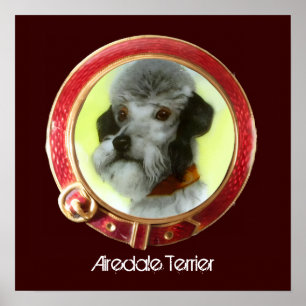 VIKTORIANISCHE HUND-MINIATURPORTRAITS Airedale Ter Poster