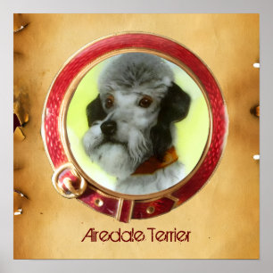 VIKTORIANISCHE HUND-MINIATURPORTRAITS Airedale Ter Poster