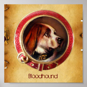 VIKTORIANISCHE HUND-MINIATURPORTRAITS Bluthund Poster
