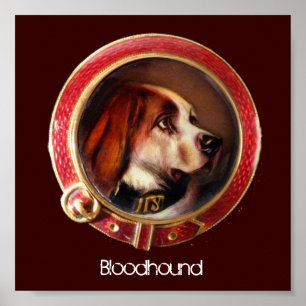 VIKTORIANISCHE HUND-MINIATURPORTRAITS Bluthund Poster