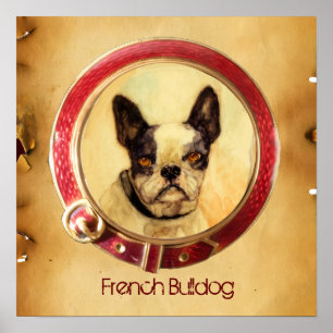 VIKTORIANISCHE HUND-MINIATURPORTRAITS Französische Poster