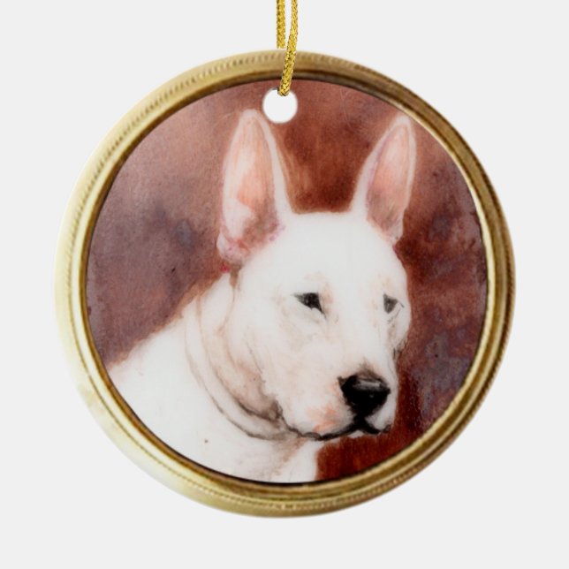 VIKTORIANISCHE Hundekörner, Bull Terrier Keramik Ornament (Vorne)