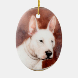 VIKTORIANISCHE HUNDERPORTRAS, Bull Terrier Keramikornament