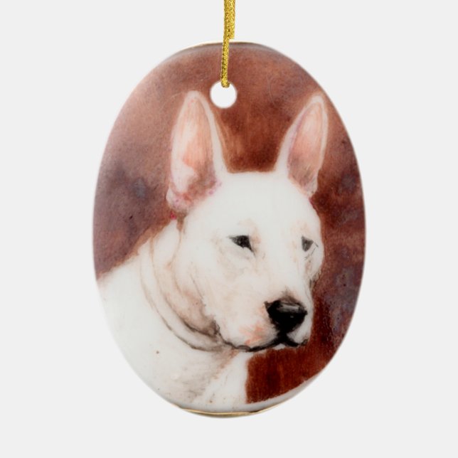 VIKTORIANISCHE HUNDERPORTRAS, Bull Terrier Keramikornament (Vorne)