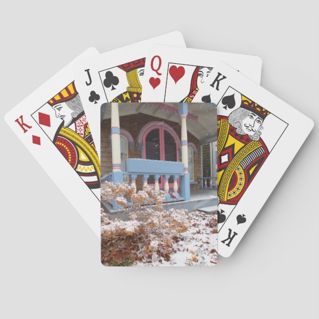 Viktorianische Hütte in Snow - Martha's Vineyard Spielkarten (Rückseite)