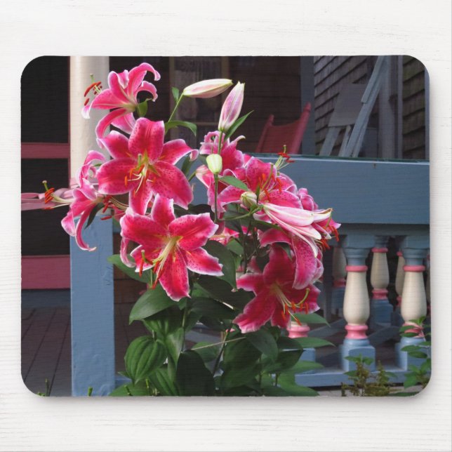 Viktorianische Hütte Pink Lilies - Martha's Vineya Mousepad (Vorne)