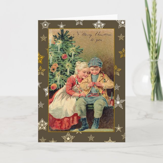 Viktorianische Illustration auf Weihnachtskarten Feiertagskarte (Vorderseite)