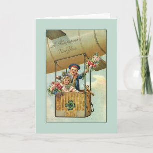 Viktorianische irische Neujahrskarte Feiertagskarte