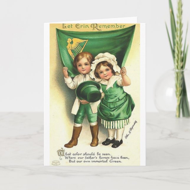 Viktorianische Irish Children St. Patrick's Day Ca Karte (Vorderseite)