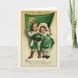 Viktorianische Irish Children St. Patrick's Day Ca Karte