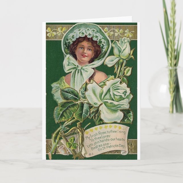 Viktorianische Irish Rose St. Patrick's Day Card Karte (Vorderseite)