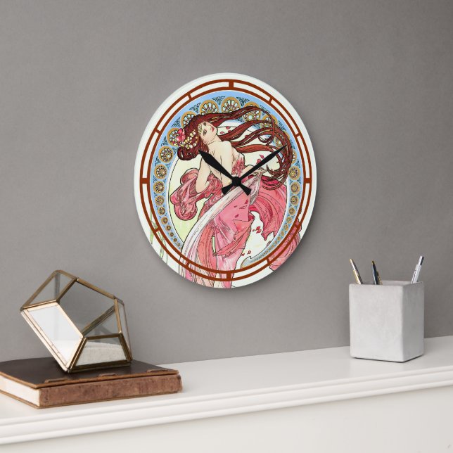 Viktorianische Jugendstil-Tänzerin von Alfons Much Große Wanduhr (Büro)