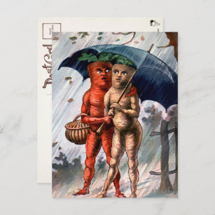 Viktorianische Karotten im Regen Postkarte 