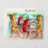 Viktorianische Karotten Kartenspielen Postkarte
