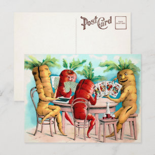 Viktorianische Karotten Kartenspielen Postkarte