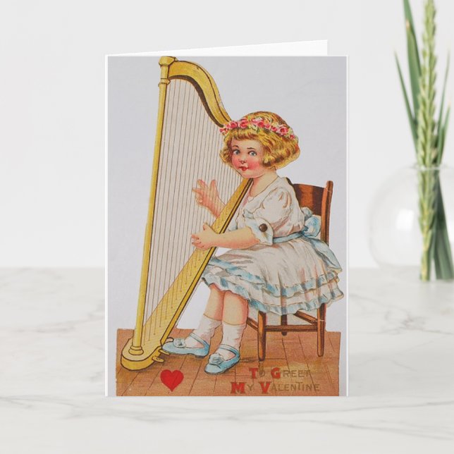 Viktorianische Karte Harfevalentines Tages (Vorderseite)