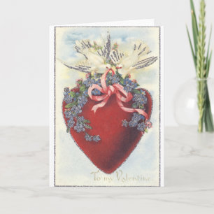 Viktorianische Karte Herzund Taubenvalentines