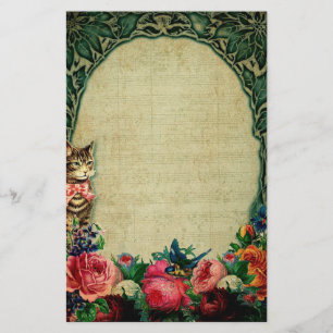Viktorianische Katz- und Notenmusik Rose Vintag Briefpapier