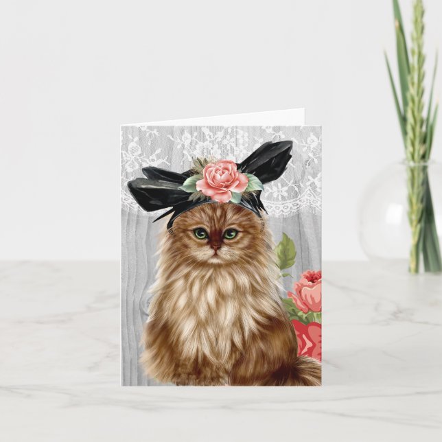 Viktorianische Katze in Hat Notecard gekleidet Karte (Vorderseite)