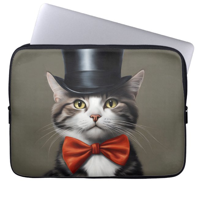 Viktorianische Katze Laptopschutzhülle (Vorderseite)