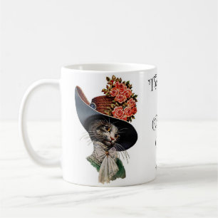 Viktorianische Katze mit Hut Kaffeetasse