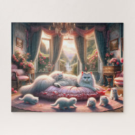 Viktorianische Katzen Katzen-Rosengarten-Palastfam Puzzle
