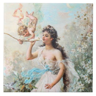 Viktorianische Keramik Fliese