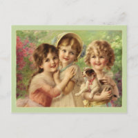 Viktorianische Kinder 3 Kleine Mädchen Vintag Post