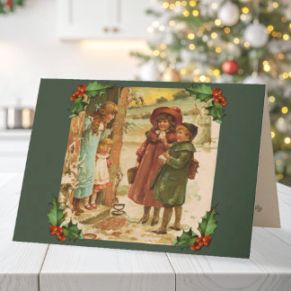 Viktorianische Kinder frohe Weihnachtsgrüße Feiertagskarte