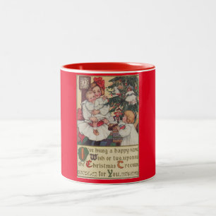Viktorianische Kinder Rote Vintage Weihnachtstasse Zweifarbige Tasse