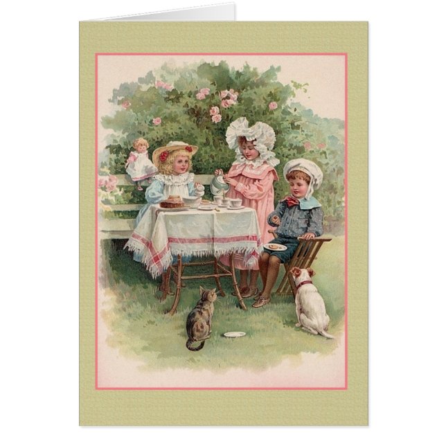 Viktorianische Kinder Tee Party Note Card (Vorne)