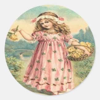 Viktorianische Kinderklee-St Patrick Runder Aufkleber