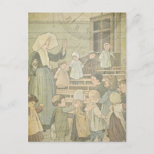 Viktorianische Kinderschule Vintage Beobachtung Postkarte (Vorderseite)