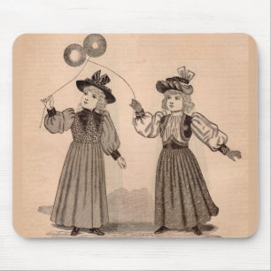 Viktorianische kleine Mädchen mit Ballons Mousepad