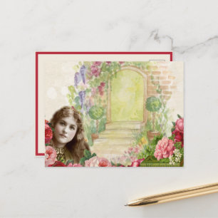 Viktorianische Kohlrosen-Frau-Blumen Postkarte