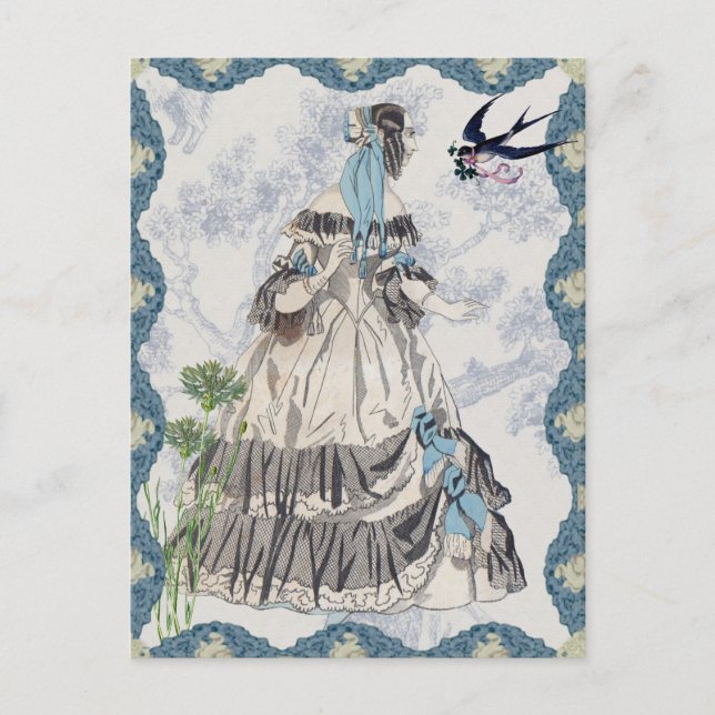 Viktorianische Lady Blue Postkarte (Vorderseite)