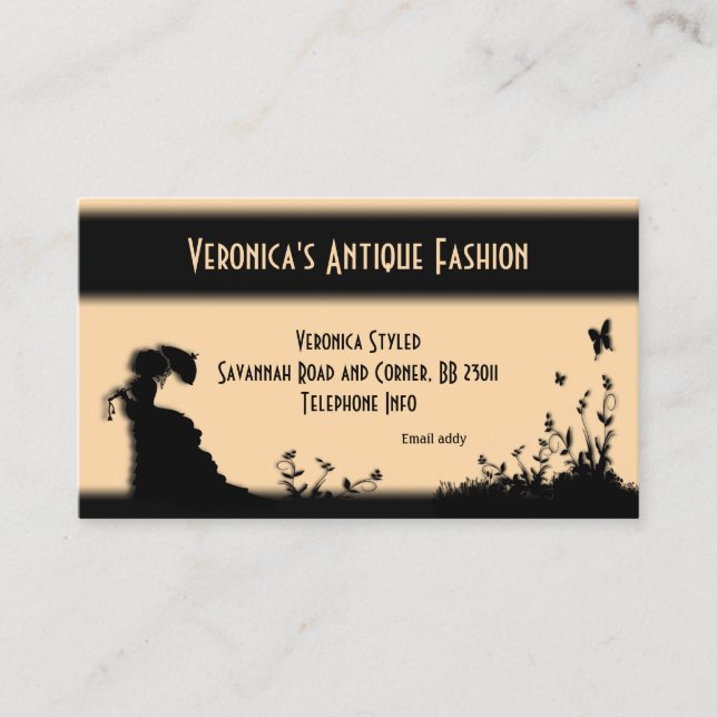 Viktorianische Lady Champagne Business Card Visitenkarte (Vorderseite)