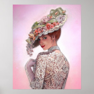 Viktorianische Lady Deco Portrait Art Poster
