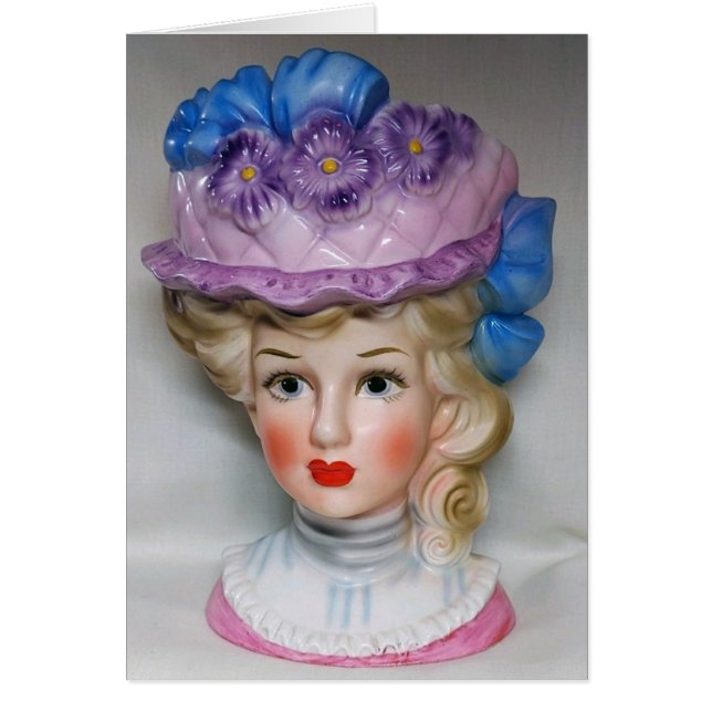 Viktorianische Lady Head Vase Rosa Lila Blumenkart (Vorne)