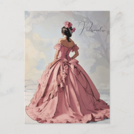 Viktorianische Lady Hübsch rosa Kleid Vintag Persö Postkarte