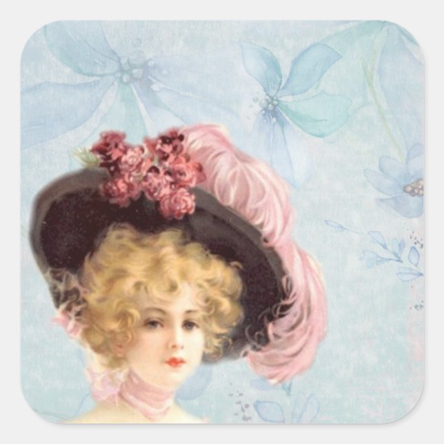 Viktorianische Lady in Feathered Hat Stickers (Vorderseite)