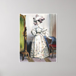 Viktorianische Lady in Floral Skirt - Elegant Vint Leinwanddruck