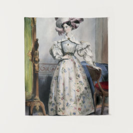 Viktorianische Lady in Floral Skirt - Elegant Vint Wandteppich
