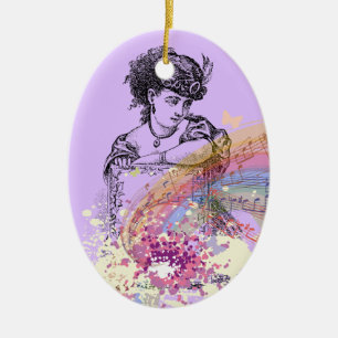 Viktorianische Lady Music ColorSplash Oval Ornamen Keramikornament