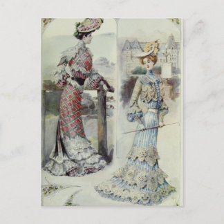Viktorianische Lady - Vintage französische Mode -  Postkarte
