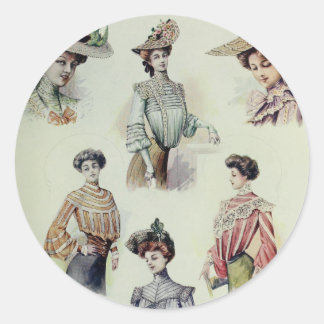 Viktorianische Lady - Vintage französische Mode -  Runder Aufkleber