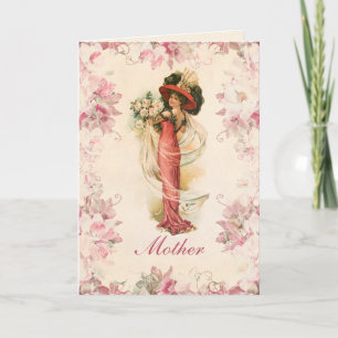 Viktorianische Lady Vintage Rose Muttertag Karte