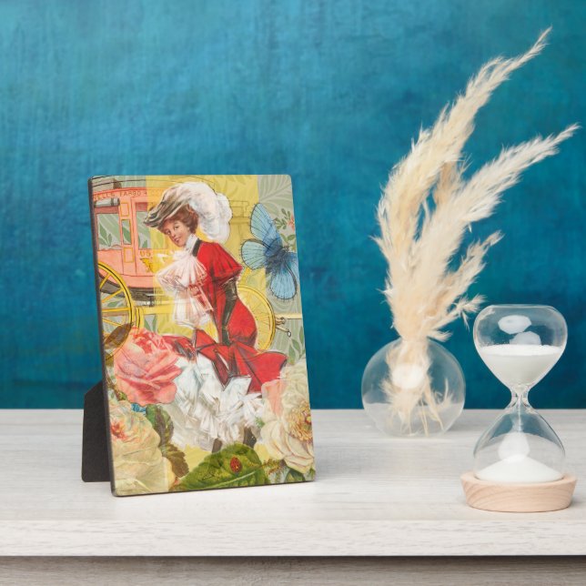 Viktorianische Lady Woman Fun Carriage Fotoplatte (Seite)