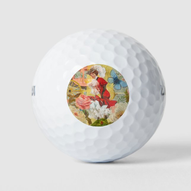 Viktorianische Lady Woman Fun Carriage Golfball (Vorderseite)