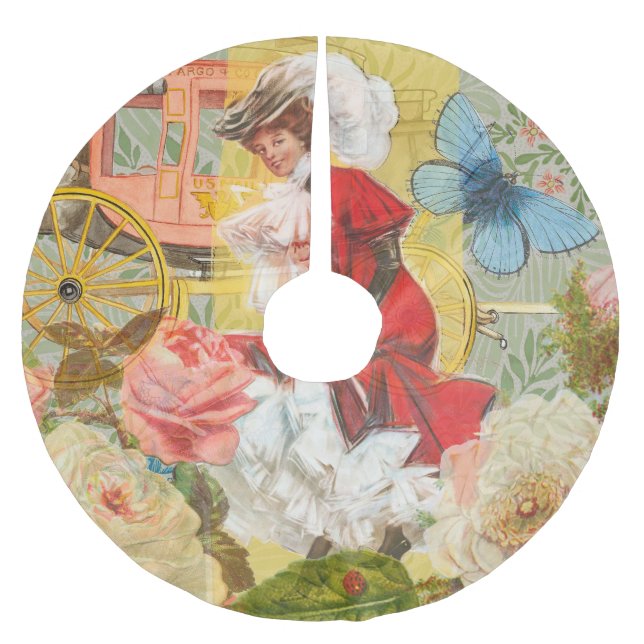 Viktorianische Lady Woman Fun Carriage Polyester Weihnachtsbaumdecke (Vorderseite)